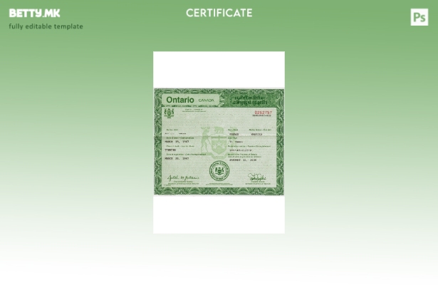 Модерен стил, шаблон за уверение за смрт во Канада Онтарио